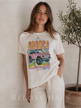 Ford Bronco Retro Graphic Tee Pastel Desert Americana Oversized Women’s XL